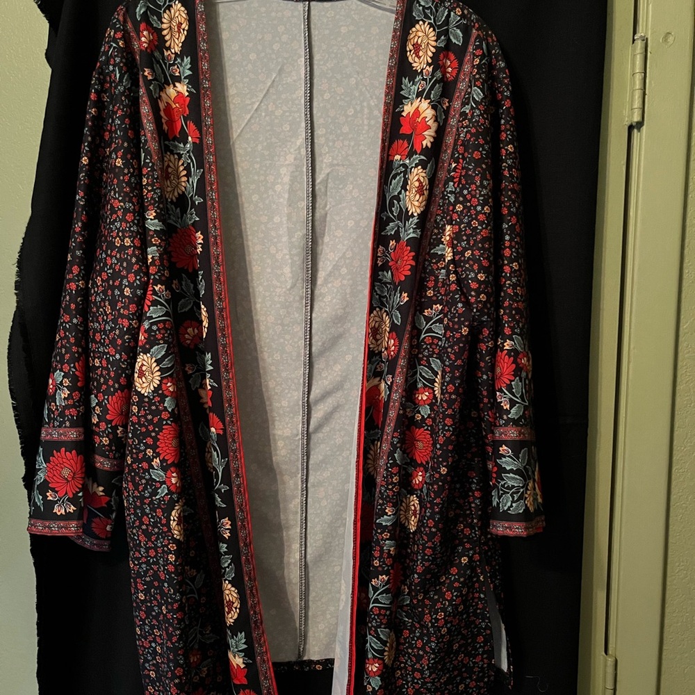 Floral Black and Red Women's Jacket